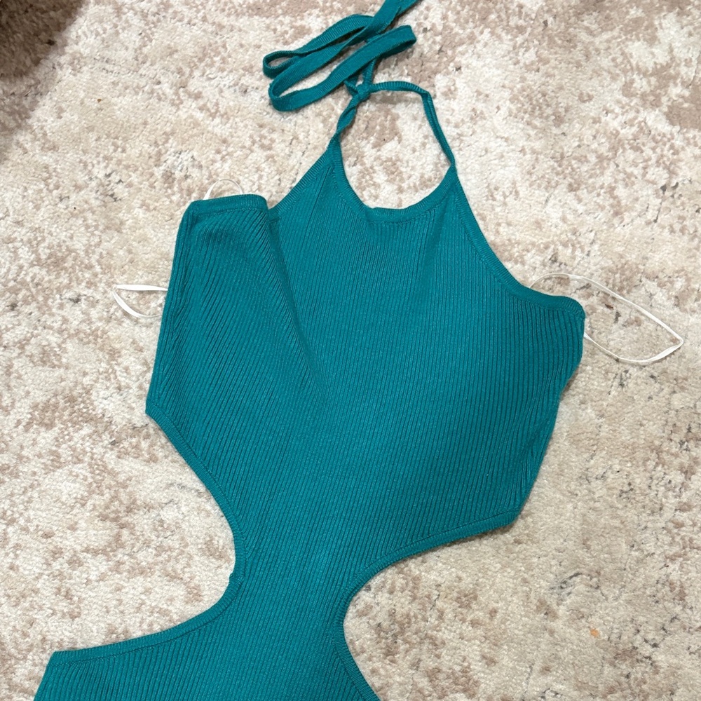Princess Polly Teal Cutout Halter Mini Dress - Picture 4 of 4